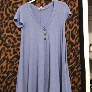 Flowy Button Ribbed Shirt Dress